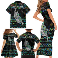 Personalised New Zealand Christmas Family Matching Short Sleeve Bodycon Dress and Hawaiian Shirt Maori Fern Manaia Meri Kirihimete with Papaua Shell - Wonder Print Shop