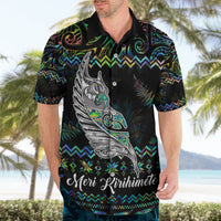 Personalised New Zealand Christmas Hawaiian Shirt Maori Fern Manaia Meri Kirihimete with Papaua Shell - Wonder Print Shop