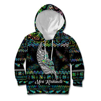 Personalised New Zealand Christmas Kid Hoodie Maori Fern Manaia Meri Kirihimete with Papaua Shell - Wonder Print Shop