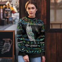 Personalised New Zealand Christmas Ugly Christmas Sweater Maori Fern Manaia Meri Kirihimete with Papaua Shell - Wonder Print Shop