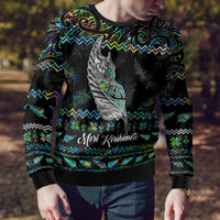 Personalised New Zealand Christmas Ugly Christmas Sweater Maori Fern Manaia Meri Kirihimete with Papaua Shell - Wonder Print Shop