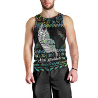 Personalised New Zealand Christmas Men Tank Top Maori Fern Manaia Meri Kirihimete with Papaua Shell - Wonder Print Shop