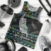 Personalised New Zealand Christmas Men Tank Top Maori Fern Manaia Meri Kirihimete with Papaua Shell - Wonder Print Shop