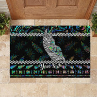 Personalised New Zealand Christmas Rubber Doormat Maori Fern Manaia Meri Kirihimete with Papaua Shell - Wonder Print Shop