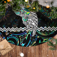Personalised New Zealand Christmas Tree Skirt Maori Fern Manaia Meri Kirihimete with Papaua Shell - Wonder Print Shop