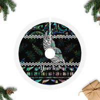 Personalised New Zealand Christmas Tree Skirt Maori Fern Manaia Meri Kirihimete with Papaua Shell - Wonder Print Shop