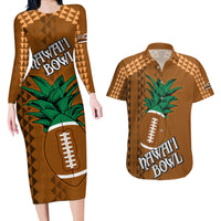 Custom Hawaii Honolulu Bowl Couples Matching Long Sleeve Bodycon Dress and Hawaiian Shirt With Kakau Tribal Pattern LT9 - Wonder Print Shop
