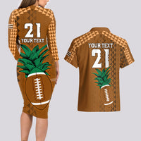 Custom Hawaii Honolulu Bowl Couples Matching Long Sleeve Bodycon Dress and Hawaiian Shirt With Kakau Tribal Pattern LT9 - Wonder Print Shop