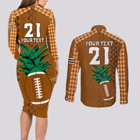 Custom Hawaii Honolulu Bowl Couples Matching Long Sleeve Bodycon Dress and Long Sleeve Button Shirt With Kakau Tribal Pattern LT9 - Wonder Print Shop