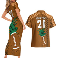 Custom Hawaii Honolulu Bowl Couples Matching Short Sleeve Bodycon Dress and Hawaiian Shirt With Kakau Tribal Pattern LT9 - Wonder Print Shop
