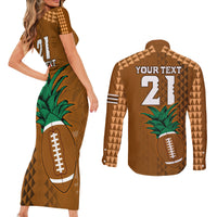 Custom Hawaii Honolulu Bowl Couples Matching Short Sleeve Bodycon Dress and Long Sleeve Button Shirt With Kakau Tribal Pattern LT9 - Wonder Print Shop