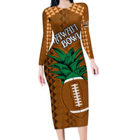 Custom Hawaii Honolulu Bowl Family Matching Long Sleeve Bodycon Dress and Hawaiian Shirt With Kakau Tribal Pattern LT9 - Wonder Print Shop