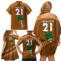 Custom Hawaii Honolulu Bowl Family Matching Off Shoulder Short Dress and Hawaiian Shirt With Kakau Tribal Pattern LT9 - Wonder Print Shop