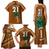 Custom Hawaii Honolulu Bowl Family Matching Tank Maxi Dress and Hawaiian Shirt With Kakau Tribal Pattern - Wonder Print Shop