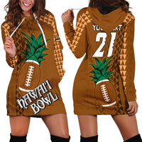 Custom Hawaii Honolulu Bowl Hoodie Dress With Kakau Tribal Pattern - Wonder Print Shop