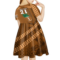 Custom Hawaii Honolulu Bowl Kid Short Sleeve Dress With Kakau Tribal Pattern - Wonder Print Shop