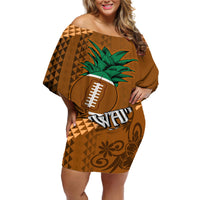 Custom Hawaii Honolulu Bowl Off Shoulder Short Dress With Kakau Tribal Pattern - Wonder Print Shop