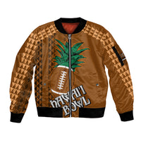 Custom Hawaii Honolulu Bowl Sleeve Zip Bomber Jacket With Kakau Tribal Pattern - Wonder Print Shop
