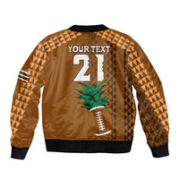 Custom Hawaii Honolulu Bowl Sleeve Zip Bomber Jacket With Kakau Tribal Pattern - Wonder Print Shop