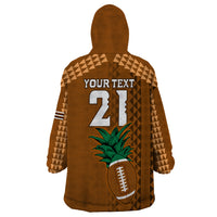Custom Hawaii Honolulu Bowl Wearable Blanket Hoodie With Kakau Tribal Pattern - Wonder Print Shop