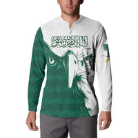 Saudi Arabia Falcon Button Sweatshirt Simple Saudi Pattern LT9 - Wonder Print Shop