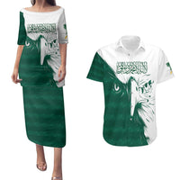 Saudi Arabia Falcon Couples Matching Puletasi and Hawaiian Shirt Simple Saudi Pattern LT9 - Wonder Print Shop