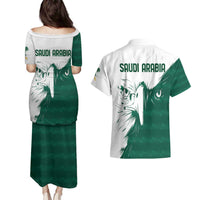 Saudi Arabia Falcon Couples Matching Puletasi and Hawaiian Shirt Simple Saudi Pattern LT9 - Wonder Print Shop