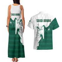 Saudi Arabia Falcon Couples Matching Tank Maxi Dress and Hawaiian Shirt Simple Saudi Pattern LT9 - Wonder Print Shop