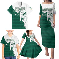 Saudi Arabia Falcon Family Matching Puletasi and Hawaiian Shirt Simple Saudi Pattern - Wonder Print Shop