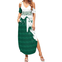 Saudi Arabia Falcon Family Matching Summer Maxi Dress and Hawaiian Shirt Simple Saudi Pattern - Wonder Print Shop