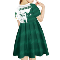 Saudi Arabia Falcon Kid Short Sleeve Dress Simple Saudi Pattern - Wonder Print Shop
