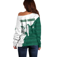 Saudi Arabia Falcon Off Shoulder Sweater Simple Saudi Pattern - Wonder Print Shop