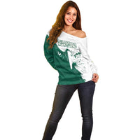 Saudi Arabia Falcon Off Shoulder Sweater Simple Saudi Pattern - Wonder Print Shop