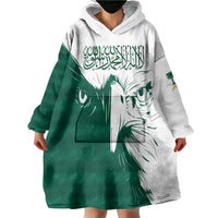 Saudi Arabia Falcon Wearable Blanket Hoodie Simple Saudi Pattern - Wonder Print Shop