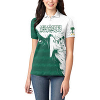 Saudi Arabia Falcon Women Polo Shirt Simple Saudi Pattern - Wonder Print Shop