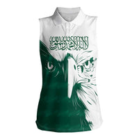 Saudi Arabia Falcon Women Sleeveless Polo Shirt Simple Saudi Pattern - Wonder Print Shop