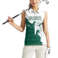 Saudi Arabia Falcon Women Sleeveless Polo Shirt Simple Saudi Pattern - Wonder Print Shop