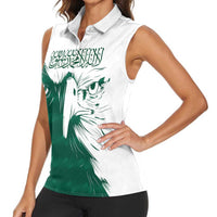 Saudi Arabia Falcon Women Sleeveless Polo Shirt Simple Saudi Pattern - Wonder Print Shop