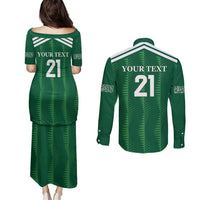 Custom Saudi Arabia Football Couples Matching Puletasi and Long Sleeve Button Shirt Green Al -Arabiyyah Concept 23-2024 LT9 - Wonder Print Shop