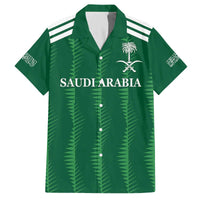 Custom Saudi Arabia Football Family Matching Off The Shoulder Long Sleeve Dress and Hawaiian Shirt Green Al -Arabiyyah Concept 23-2024 - Wonder Print Shop