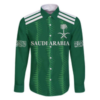 Custom Saudi Arabia Football Family Matching Off The Shoulder Long Sleeve Dress and Hawaiian Shirt Green Al -Arabiyyah Concept 23-2024 - Wonder Print Shop