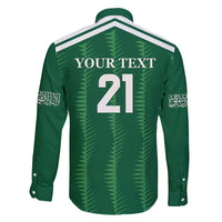 Custom Saudi Arabia Football Family Matching Short Sleeve Bodycon Dress and Hawaiian Shirt Green Al -Arabiyyah Concept 23-2024 - Wonder Print Shop