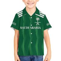 Custom Saudi Arabia Football Family Matching Short Sleeve Bodycon Dress and Hawaiian Shirt Green Al -Arabiyyah Concept 23-2024 - Wonder Print Shop