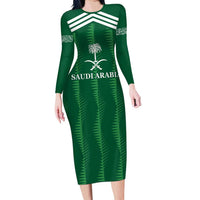 Custom Saudi Arabia Football Long Sleeve Bodycon Dress Green Al -Arabiyyah Concept 23-2024 - Wonder Print Shop