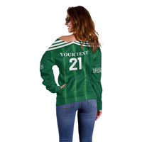 Custom Saudi Arabia Football Off Shoulder Sweater Green Al -Arabiyyah Concept 23-2024 - Wonder Print Shop