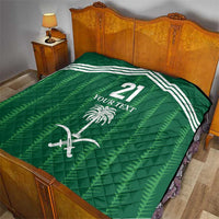 Custom Saudi Arabia Football Quilt Green Al -Arabiyyah Concept 23-2024 - Wonder Print Shop