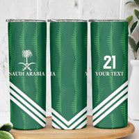 Custom Saudi Arabia Football Skinny Tumbler Green Al -Arabiyyah Concept 23-2024 - Wonder Print Shop