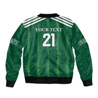Custom Saudi Arabia Football Sleeve Zip Bomber Jacket Green Al -Arabiyyah Concept 23-2024 - Wonder Print Shop