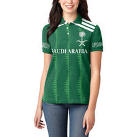 Custom Saudi Arabia Football Women Polo Shirt Green Al -Arabiyyah Concept 23-2024 - Wonder Print Shop