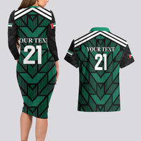 Custom UAE Football Couples Matching Long Sleeve Bodycon Dress and Hawaiian Shirt Green Concept 19-2020 LT9 - Wonder Print Shop